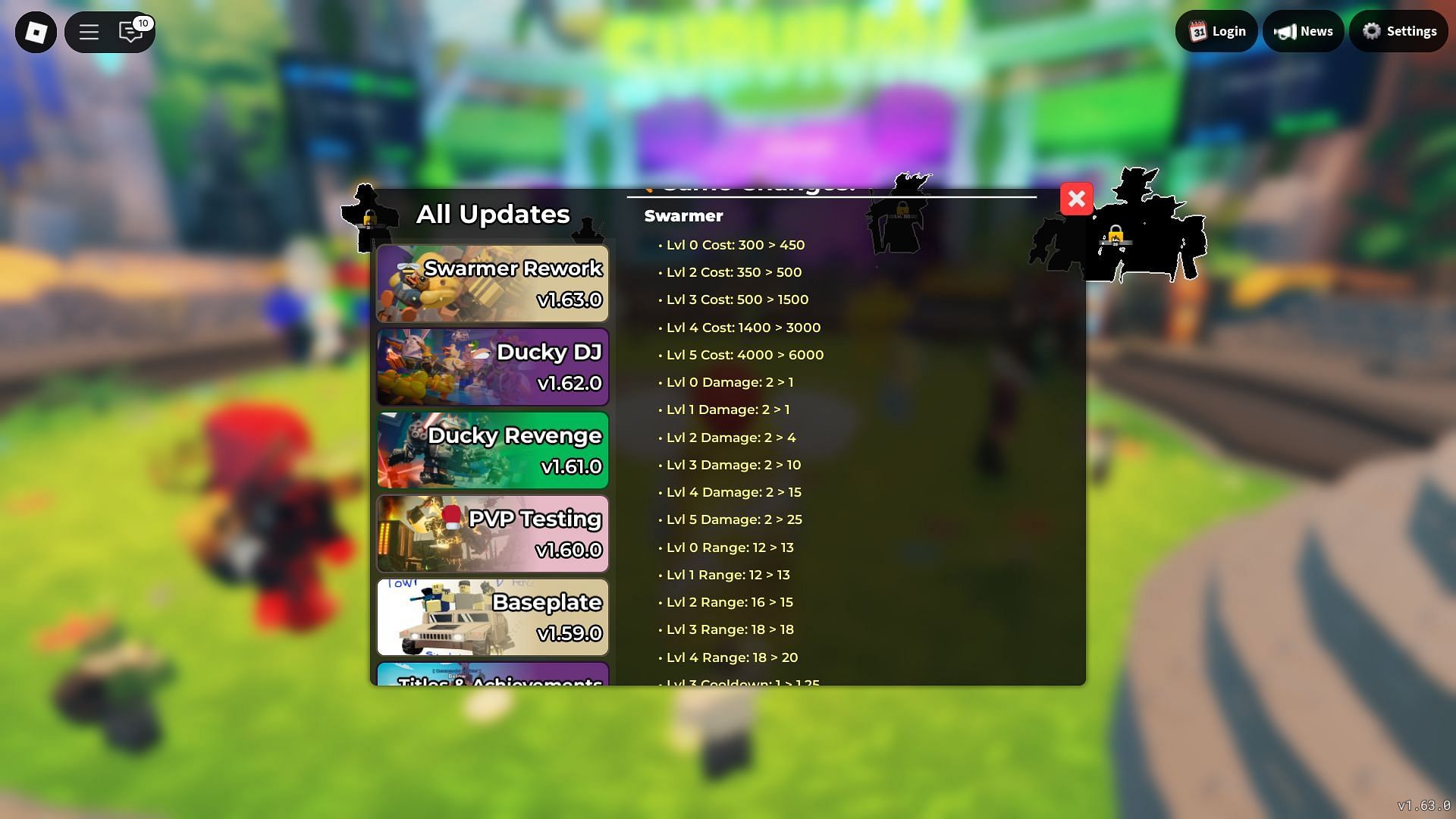 Swarmer rework log (Image via Roblox)